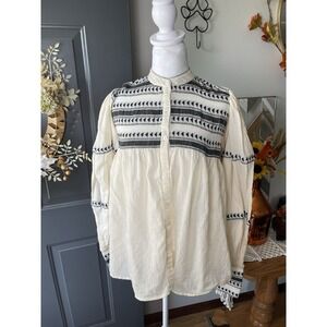 Alamwar Walk The Earth Sundance Embroidered Bohemian Long Sleeve Top Sz Medium